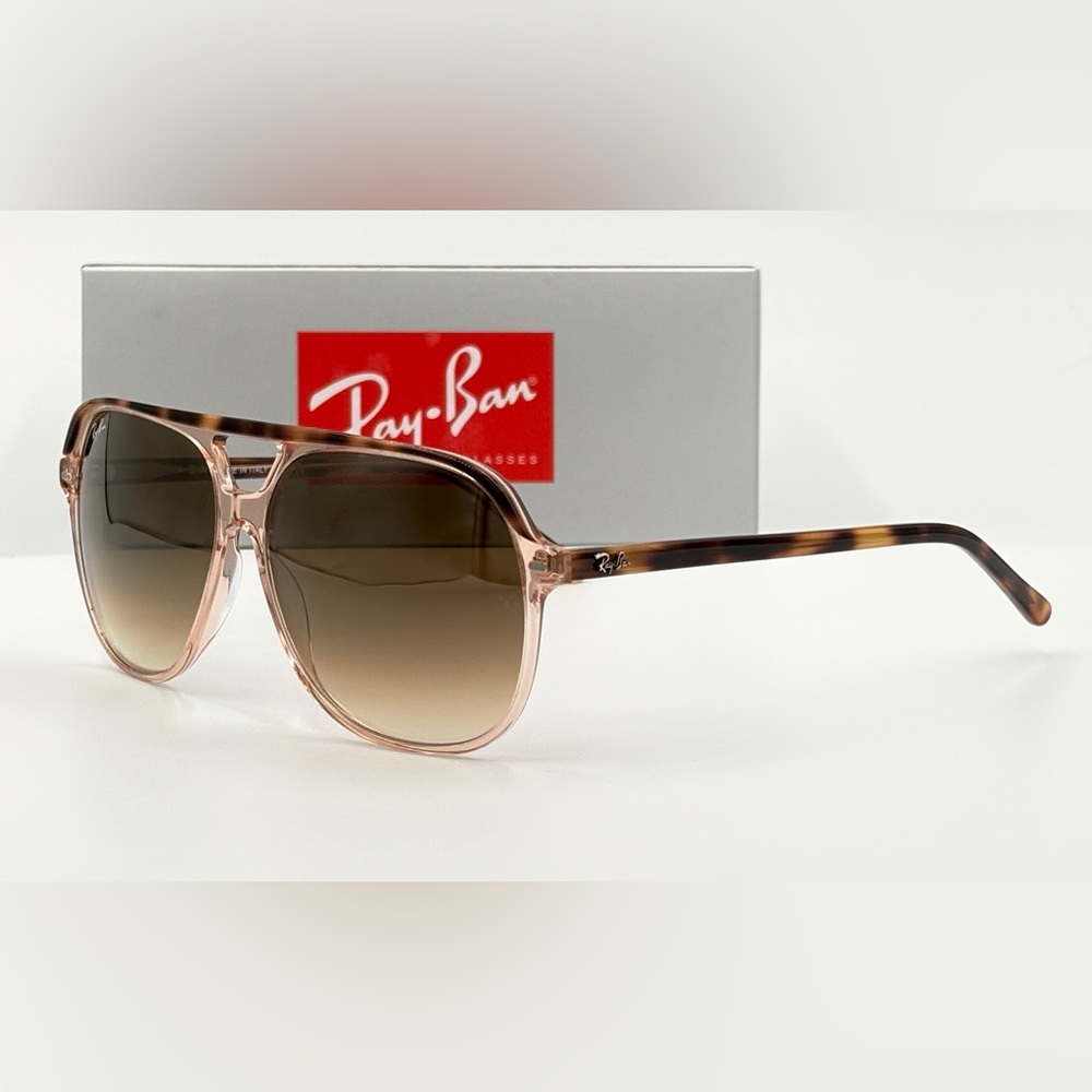 RAY-BAN BILL SQUARE SUNGLASSES TRANSPARENT BROWN GRADIENT RB2198 60-14-140 260 - Picture 2 of 12